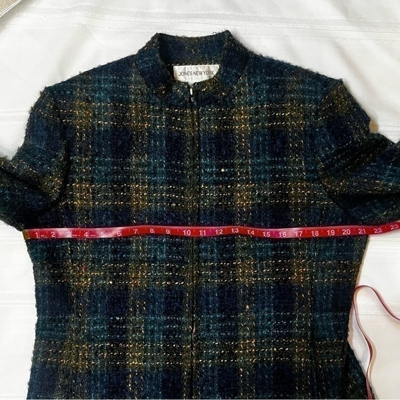 Jones New York Wool Mohair Full Zip Plaid Jacket Sz 14 EUC - Picture 7 of 12